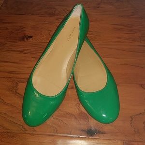 GREEN platinum leather flats